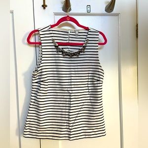 Vintage Jcrew nautical striped shell tank. Embellished. Size M. Gently worn